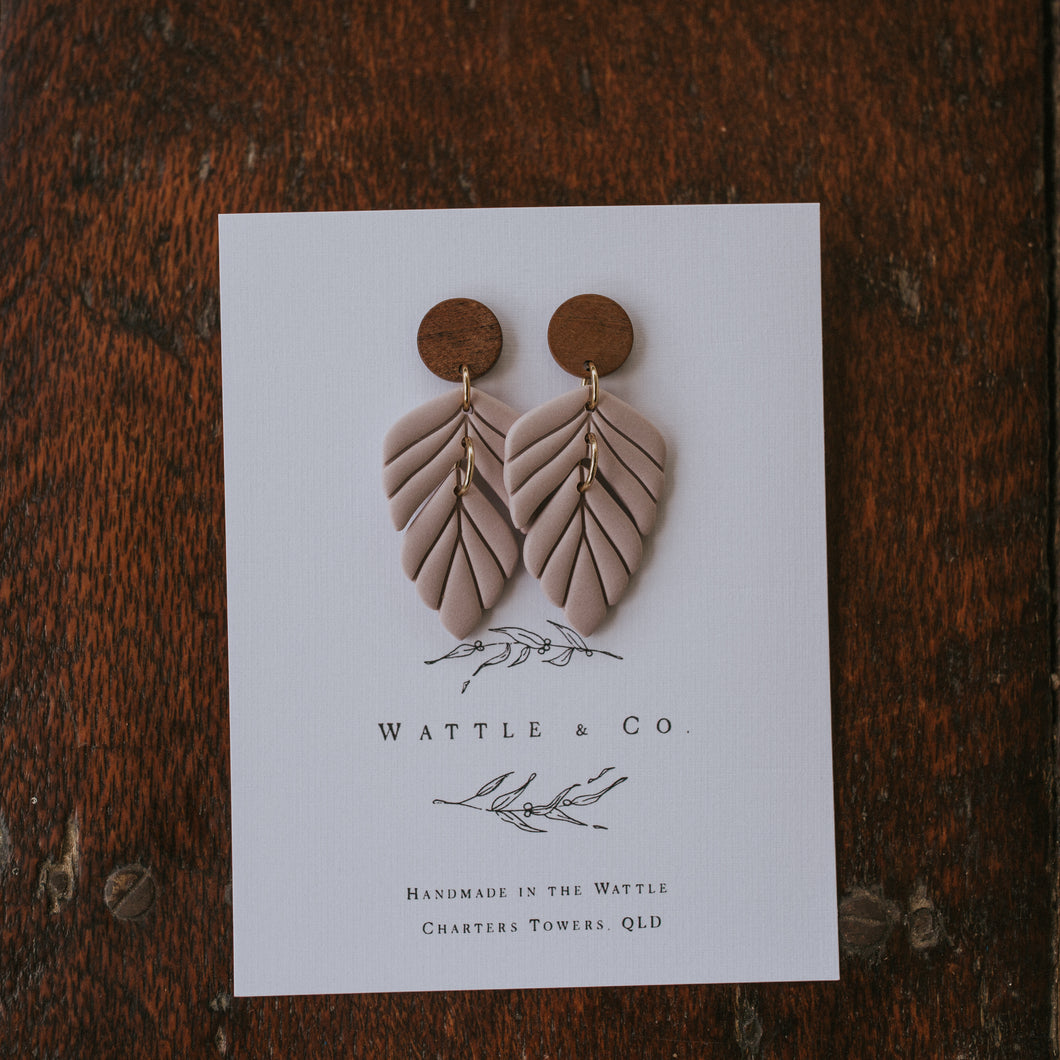 Elegant Botanical Drop Earring in SOFT TAUPE