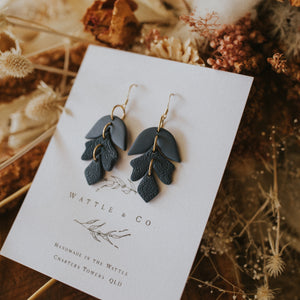 Statement Earring 'lace leaf' in navy