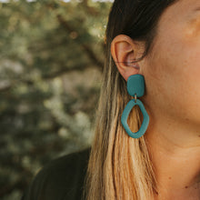 Load image into Gallery viewer, Oblong Hoop Earring in TEAL