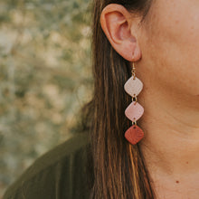 Load image into Gallery viewer, Statement Earring &#39;botanicals&#39; in triple floral drop