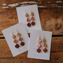 Load image into Gallery viewer, Statement Earring &#39;botanicals&#39; in triple floral drop
