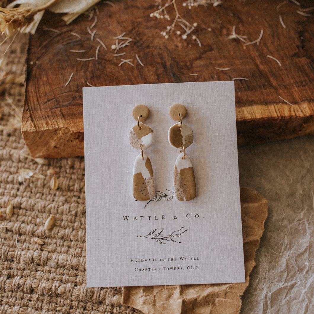 Terrazzo with tan accent Statement Earring