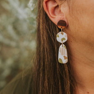Terrazzo with green accent Statement Earring